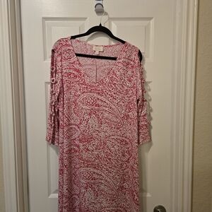 Elegant Pink Paisley Midi Dress